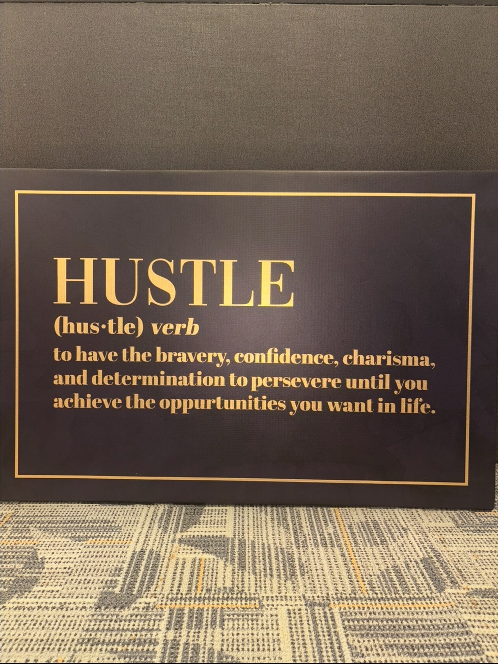 HUSTLE Motivational Wall Art - Navy and Gold